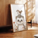 Smiling Hedgehog with Bird on Top – Cute Animal Wall Art