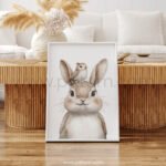 Bunny with Bird on Top – Cute Animal Wall Art