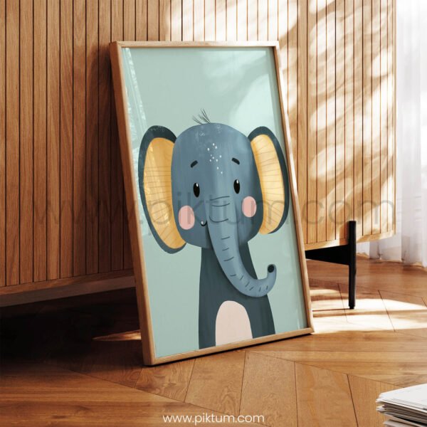 Cute Elephant Character – Playful Animal Wall Art
