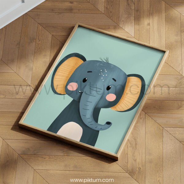 Cute Elephant Character – Playful Animal Wall Art