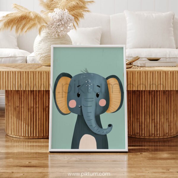 Cute Elephant Character – Playful Animal Wall Art