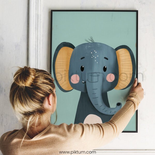 Cute Elephant Character – Playful Animal Wall Art