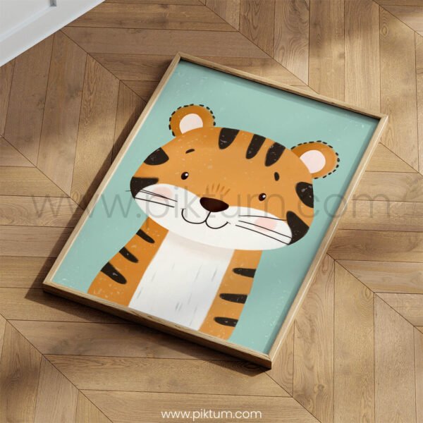 Cute Tiger Character – Playful Animal Wall Art