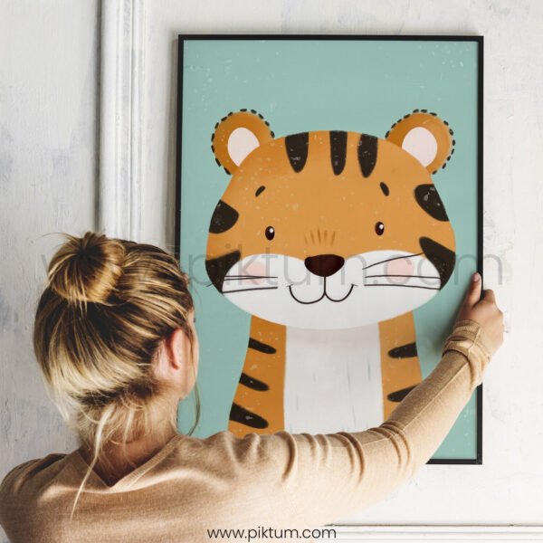 Cute Tiger Character – Playful Animal Wall Art