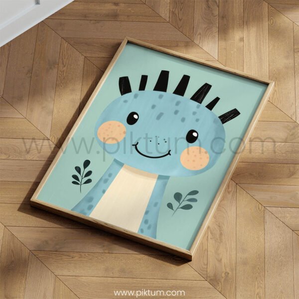 Cute Dinosaur with Spikes – Playful Animal Wall Art