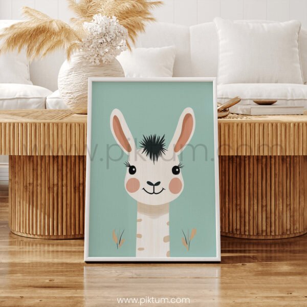 Cute Llama Character Art for Kids Room