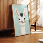 Cute Llama Character Art for Kids Room