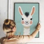 Cute Llama Character Art for Kids Room