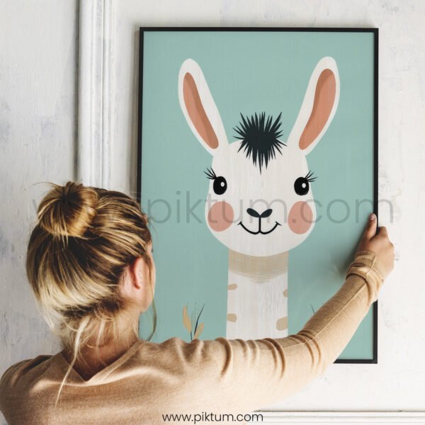 Cute Llama Character Art for Kids Room
