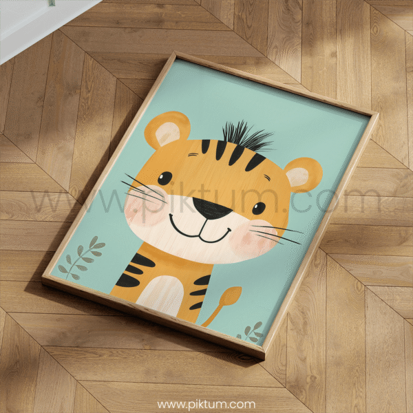 Playful Tiger Character Art for Kids Room