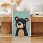 Cute Bear Character Art for Kids Room