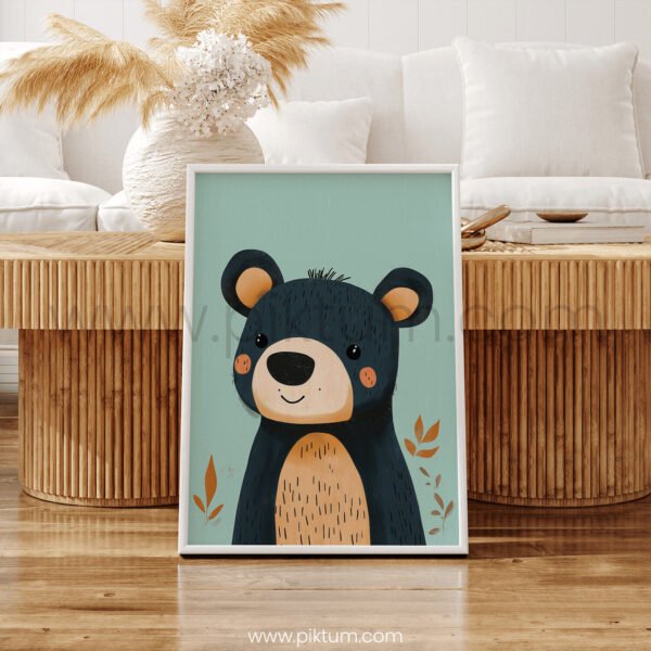 Cute Bear Character Art for Kids Room