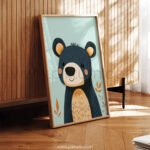 Cute Bear Character Art for Kids Room