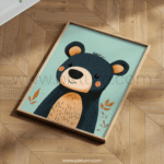 Cute Bear Character Art for Kids Room