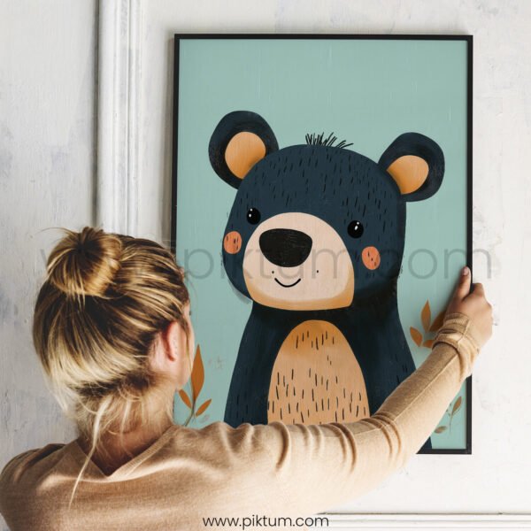 Cute Bear Character Art for Kids Room