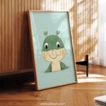 Charming Frog with Sprout Antennae – Kids Room Art