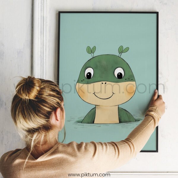 Charming Frog with Sprout Antennae – Kids Room Art