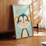 Playful Monkey Illustration – Kids Room Decor