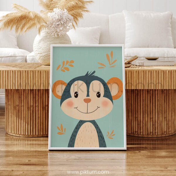Playful Monkey Illustration – Kids Room Decor