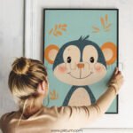 Playful Monkey Illustration – Kids Room Decor