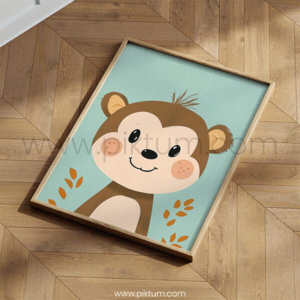 Cheerful Monkey Illustration for Kids Room