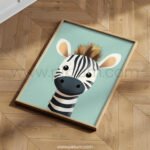 Cute Zebra Wall Art – Safari Nursery Print