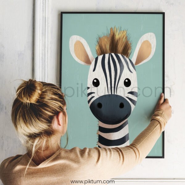 Cute Zebra Wall Art – Safari Nursery Print