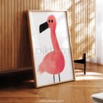 Cute Flamingo Illustration Wall Art – Playful Pink Bird Print for Kids Room Decor