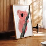 Cute Koala  Illustration Wall Art – Playful Animal Print for Kids Room Decor