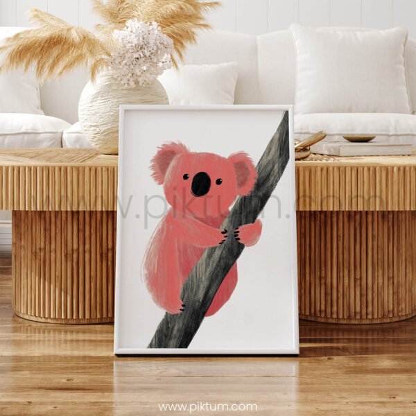 Cute Koala  Illustration Wall Art – Playful Animal Print for Kids Room Decor