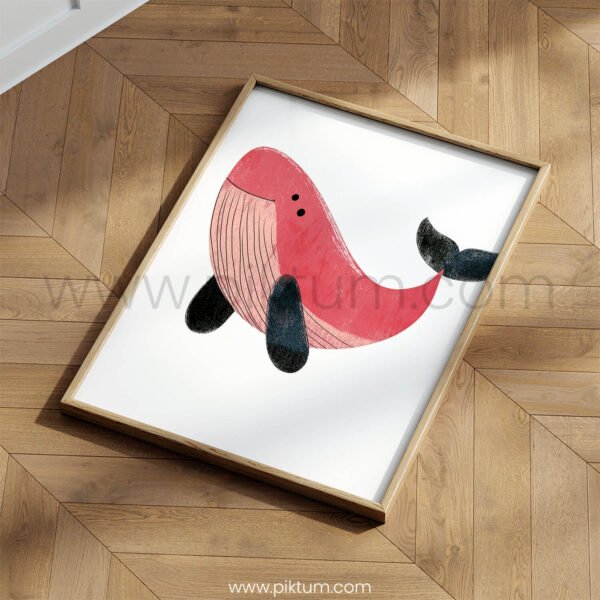 Cute Whale Illustration Wall Art – Playful Ocean Print for Kids Rooms