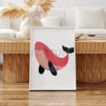 Cute Whale Illustration Wall Art – Playful Ocean Print for Kids Rooms