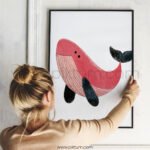 Cute Whale Illustration Wall Art – Playful Ocean Print for Kids Rooms