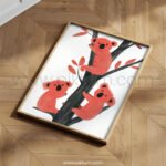 Cute Koala Family Illustration Wall Art – Playful Animal Print for Kids Room Decor