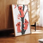 Cute Koala Family Illustration Wall Art – Playful Animal Print for Kids Room Decor