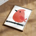 Minimalist Cute Bird Wall Art – Soft Animal Illustration Print