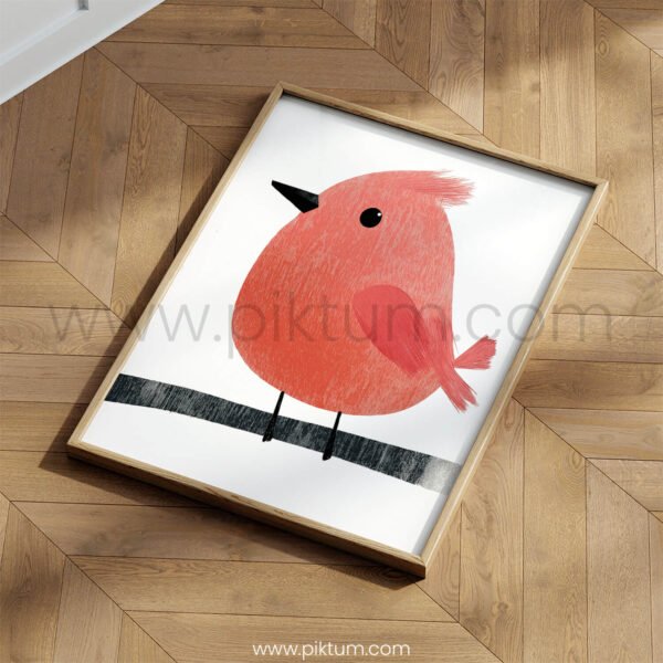 Minimalist Cute Bird Wall Art – Soft Animal Illustration Print