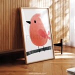 Minimalist Cute Bird Wall Art – Soft Animal Illustration Print