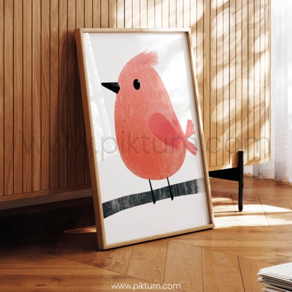 Minimalist Cute Bird Wall Art – Soft Animal Illustration Print