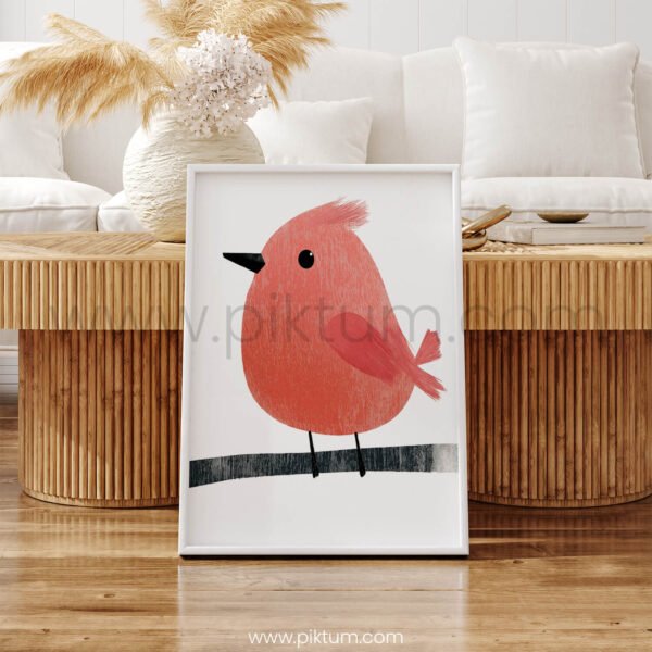Minimalist Cute Bird Wall Art – Soft Animal Illustration Print