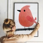 Minimalist Cute Bird Wall Art – Soft Animal Illustration Print
