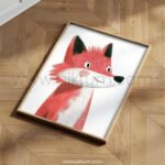 Friendly Fox Illustration Wall Art – Soft Woodland Animal Print