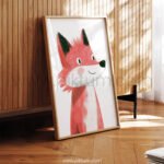 Friendly Fox Illustration Wall Art – Soft Woodland Animal Print