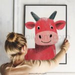 Smiling Cow Illustration Wall Art – Gentle Farm Animal Print