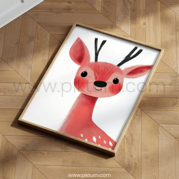 Gentle Deer Illustration Wall Art – Soft Woodland Animal Print