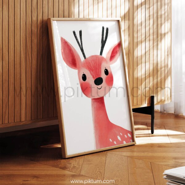 Gentle Deer Illustration Wall Art – Soft Woodland Animal Print