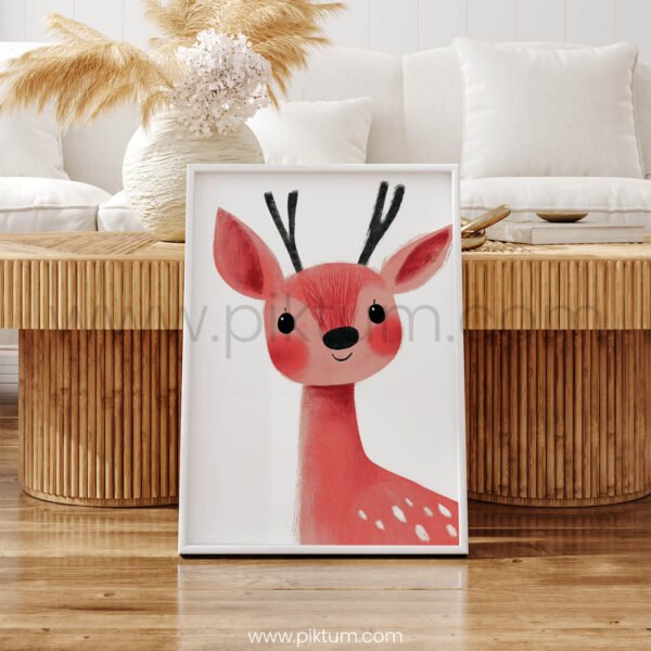 Gentle Deer Illustration Wall Art – Soft Woodland Animal Print