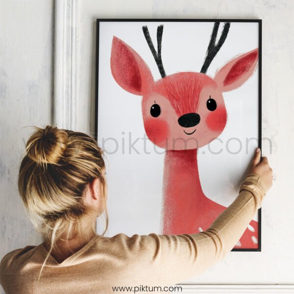 Gentle Deer Illustration Wall Art – Soft Woodland Animal Print