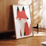 Soft Fox Illustration Wall Art – Calm Woodland Animal Print
