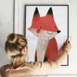 Soft Fox Illustration Wall Art – Calm Woodland Animal Print
